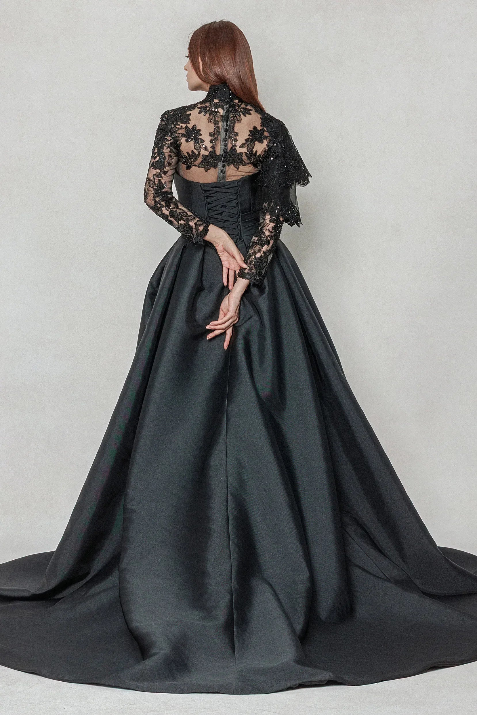 A-Line Court Train Mikado Wedding Dress CW3596 - COCOMELODY