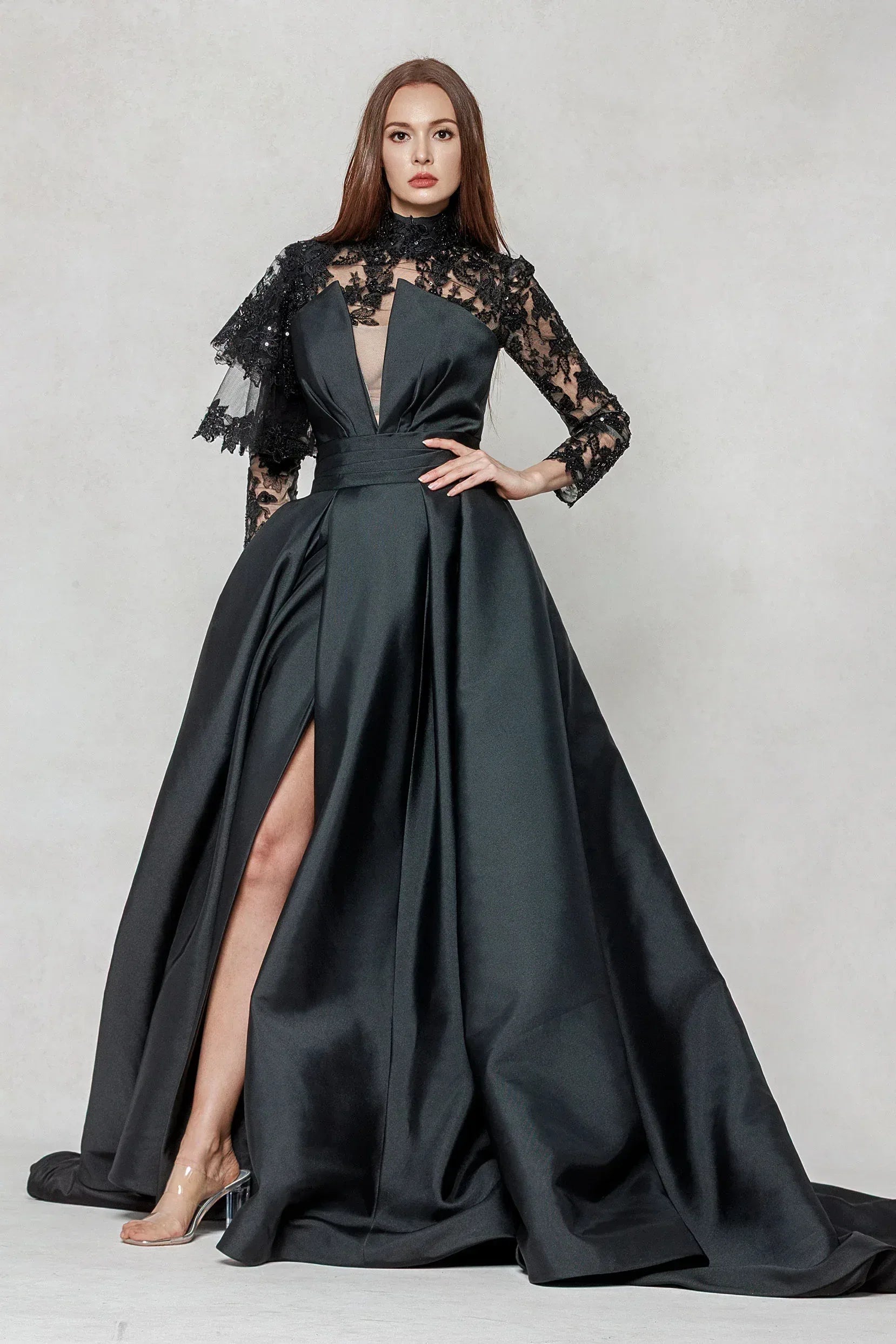 A-Line Court Train Mikado Wedding Dress CW3596 - COCOMELODY