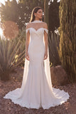 Trumpet-Mermaid Court Train Stretch Satin Wedding Dress CW3600