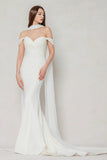 Trumpet-Mermaid Court Train Stretch Satin Wedding Dress CW3600 - COCOMELODY