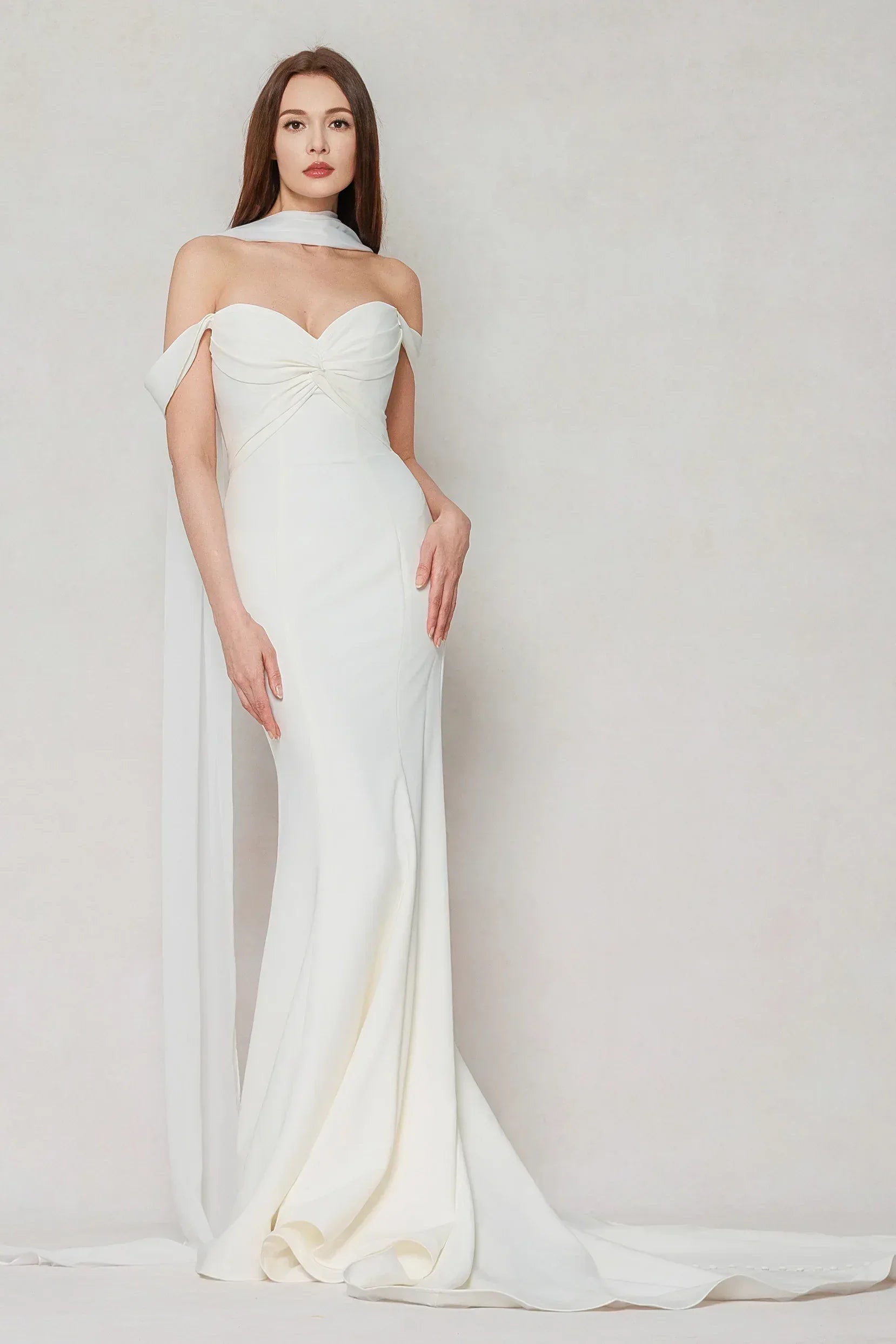 Trumpet-Mermaid Court Train Stretch Satin Wedding Dress CW3600 - COCOMELODY