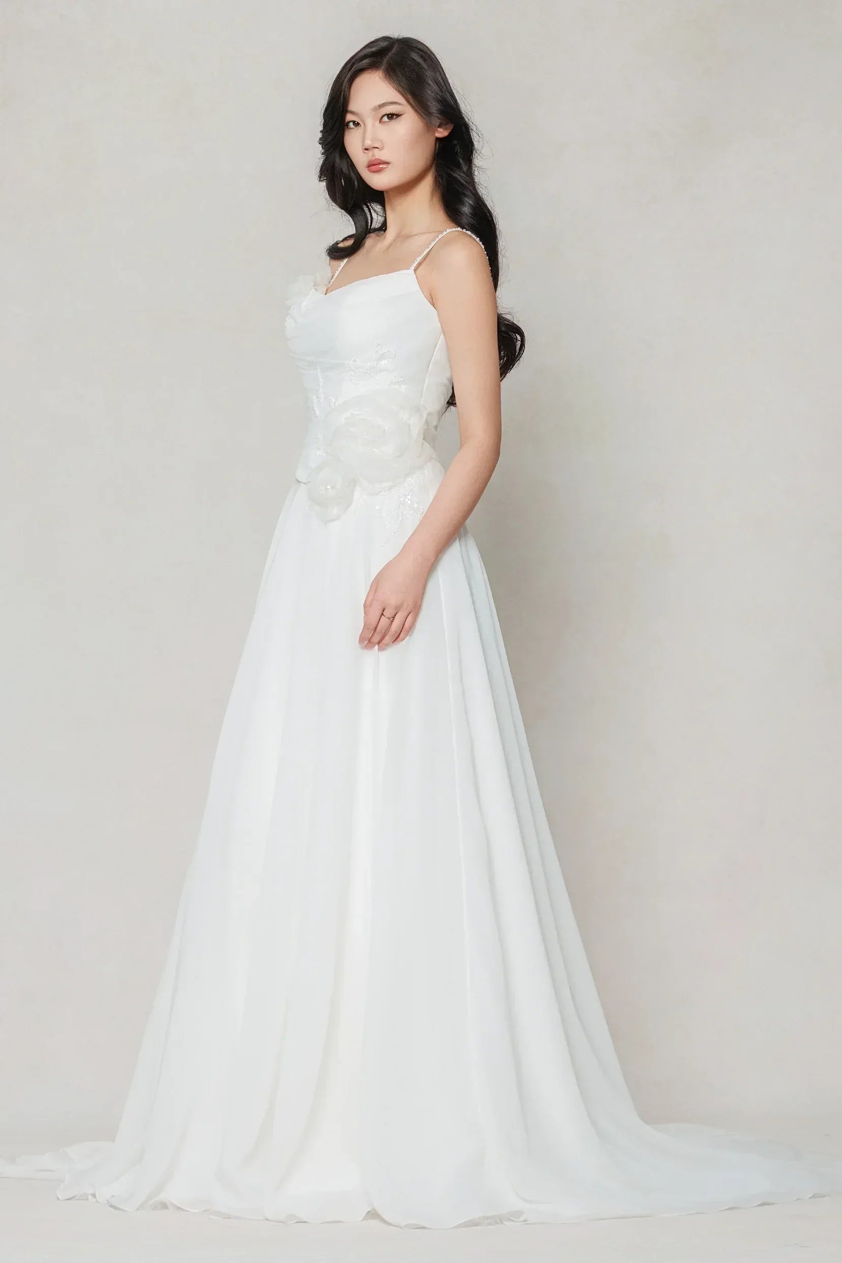 A-Line Court Train Chiffon Wedding Dress CW3601 - COCOMELODY