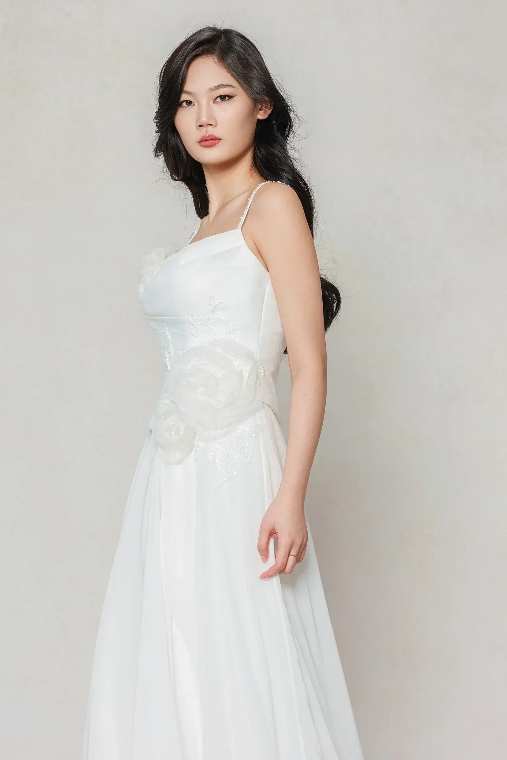 A-Line Court Train Chiffon Wedding Dress CW3601 - COCOMELODY