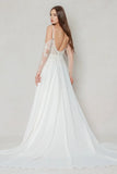 A-Line Court Train Lace Chiffon Wedding Dress CW3602 - COCOMELODY