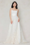 A-Line Court Train Stretch Satin Tulle Wedding Dress CW3603 - COCOMELODY