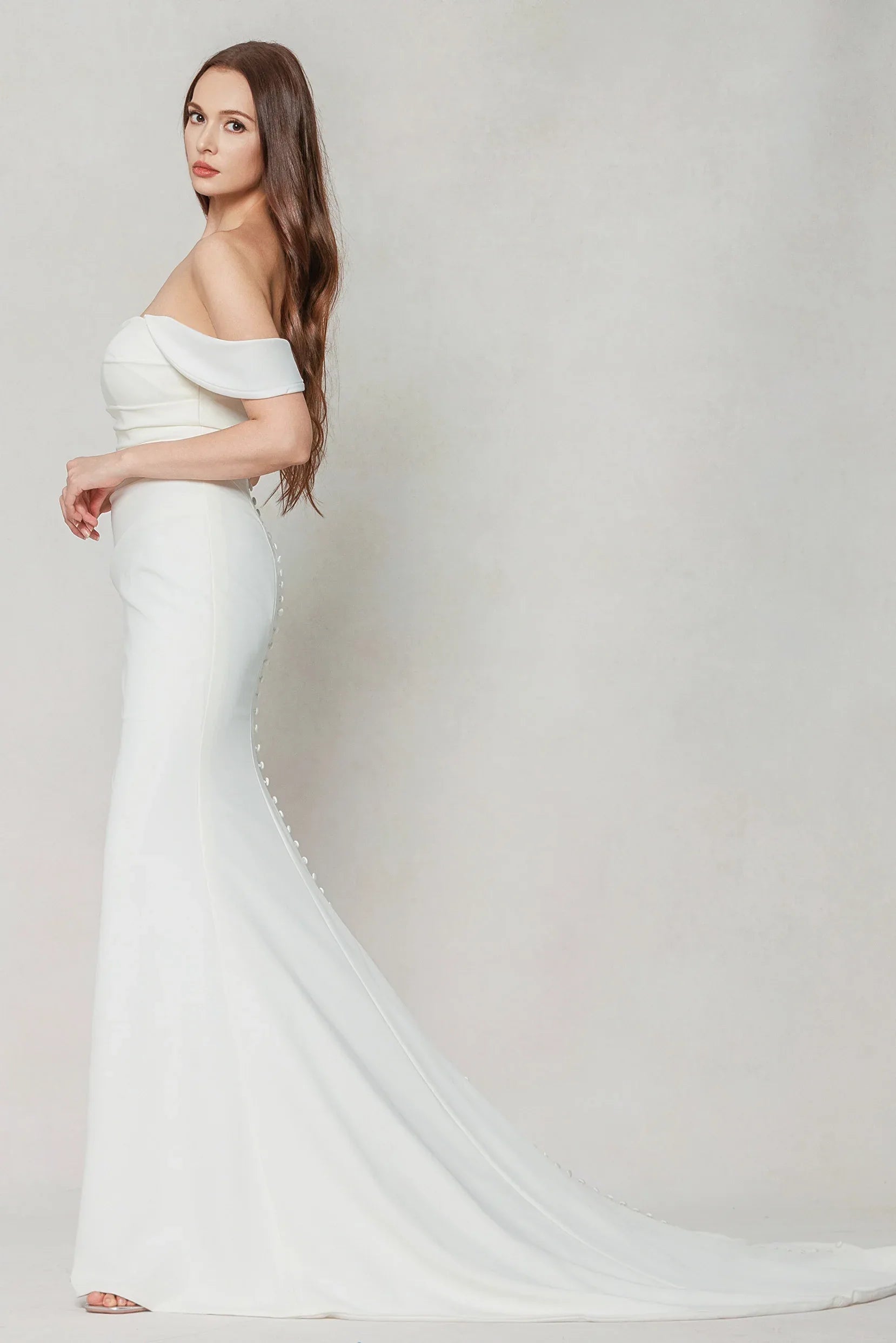 Trumpet-Mermaid Court Train Stretch Satin Wedding Dress CW3604 - COCOMELODY