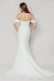 Trumpet-Mermaid Court Train Stretch Satin Wedding Dress CW3604 - COCOMELODY