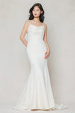 Trumpet-Mermaid Sweep-Brush Train Stretch Satin Wedding Dress CW3605 - COCOMELODY