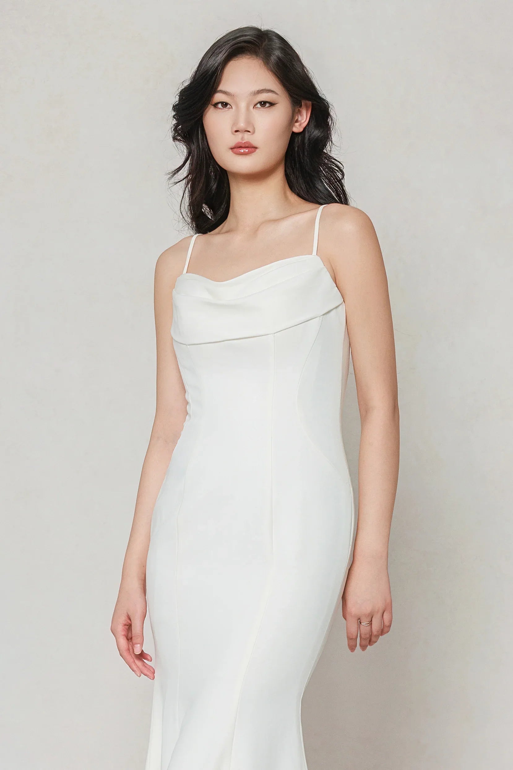 Trumpet-Mermaid Sweep-Brush Train Stretch Satin Wedding Dress CW3605 - COCOMELODY