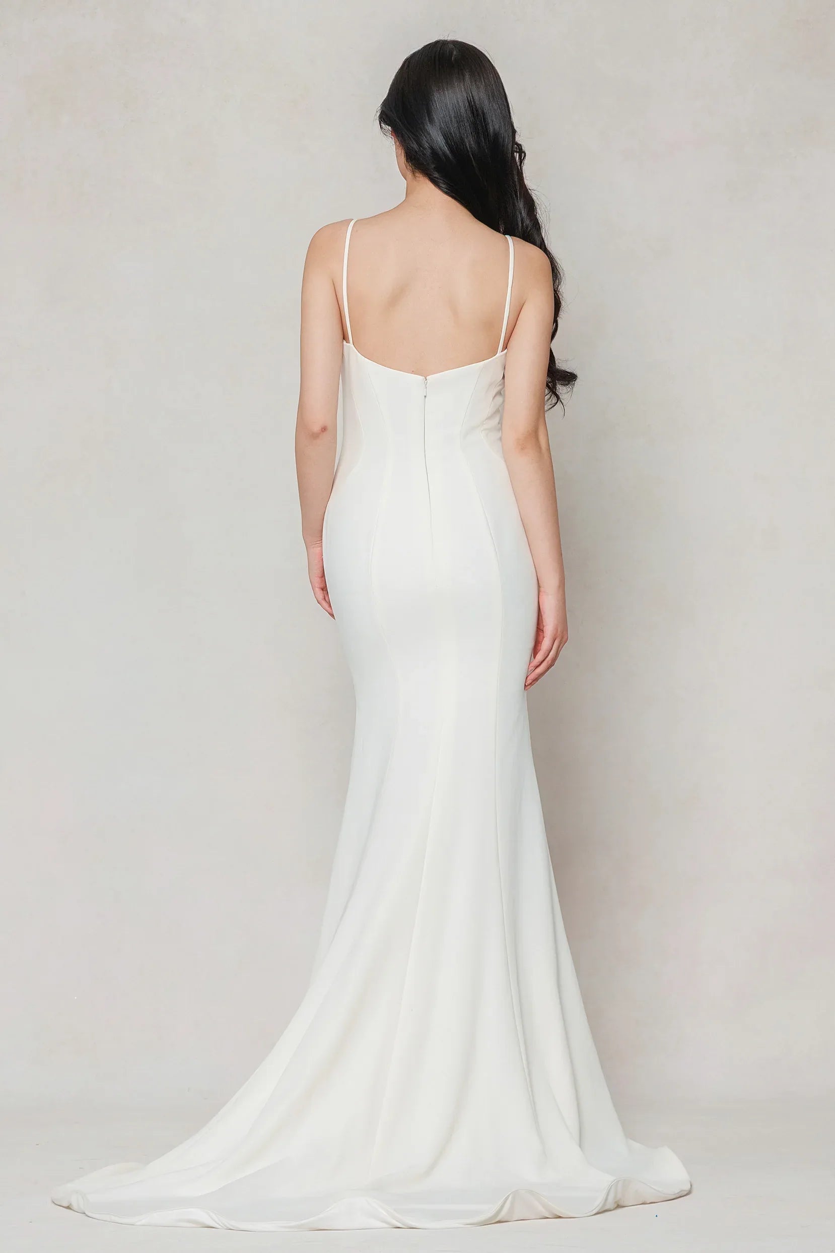 Trumpet-Mermaid Sweep-Brush Train Stretch Satin Wedding Dress CW3605 - COCOMELODY