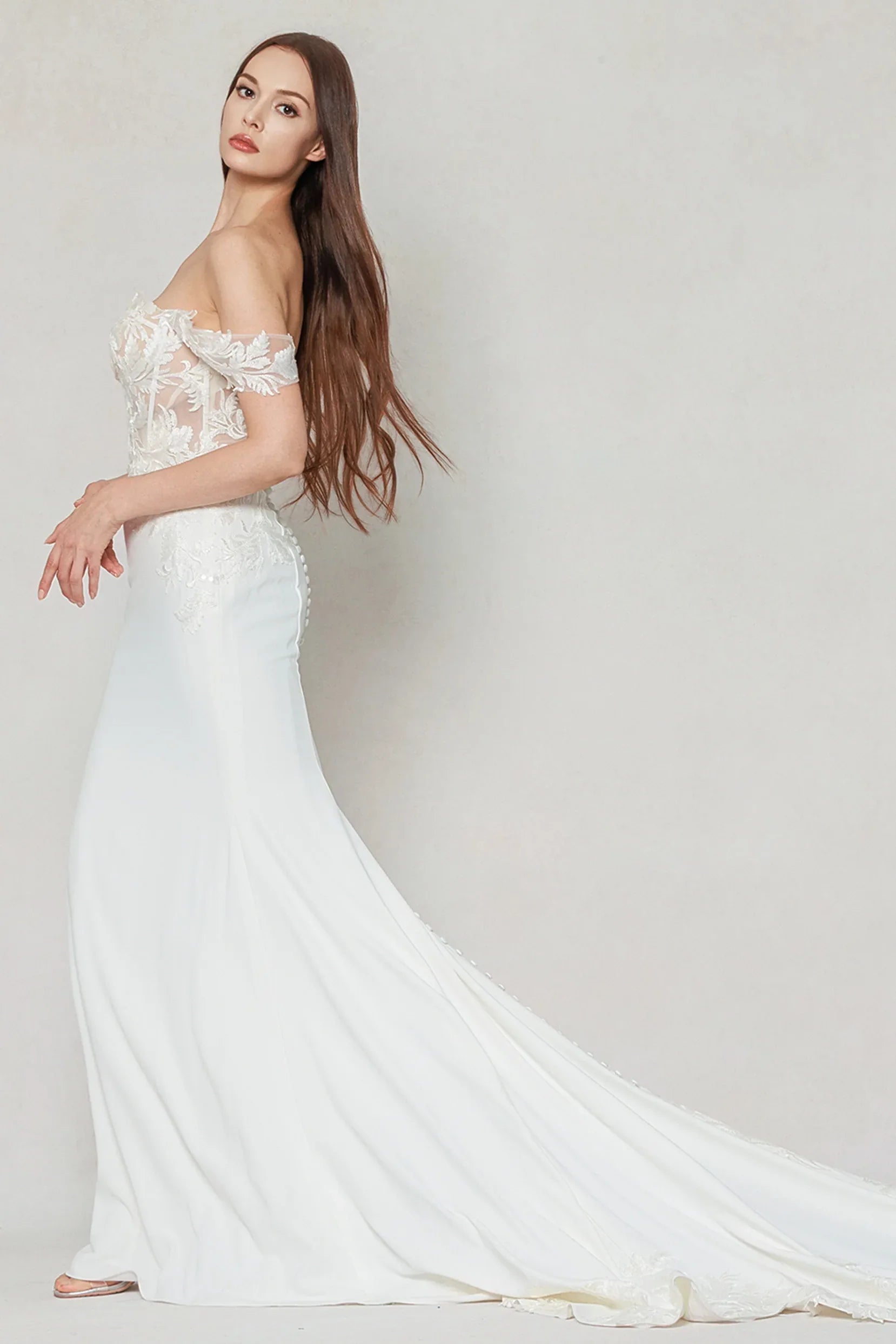 Trumpet-Mermaid Chapel Train Stretch Satin Wedding Dress CW3606 - COCOMELODY