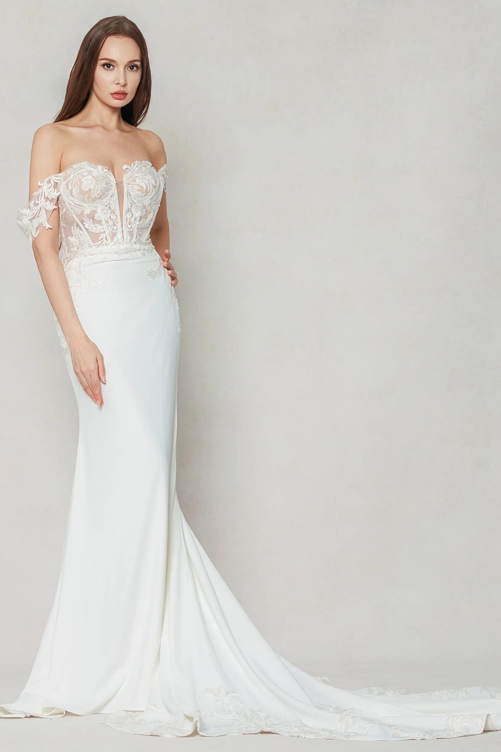 Trumpet-Mermaid Chapel Train Stretch Satin Wedding Dress CW3606 - COCOMELODY