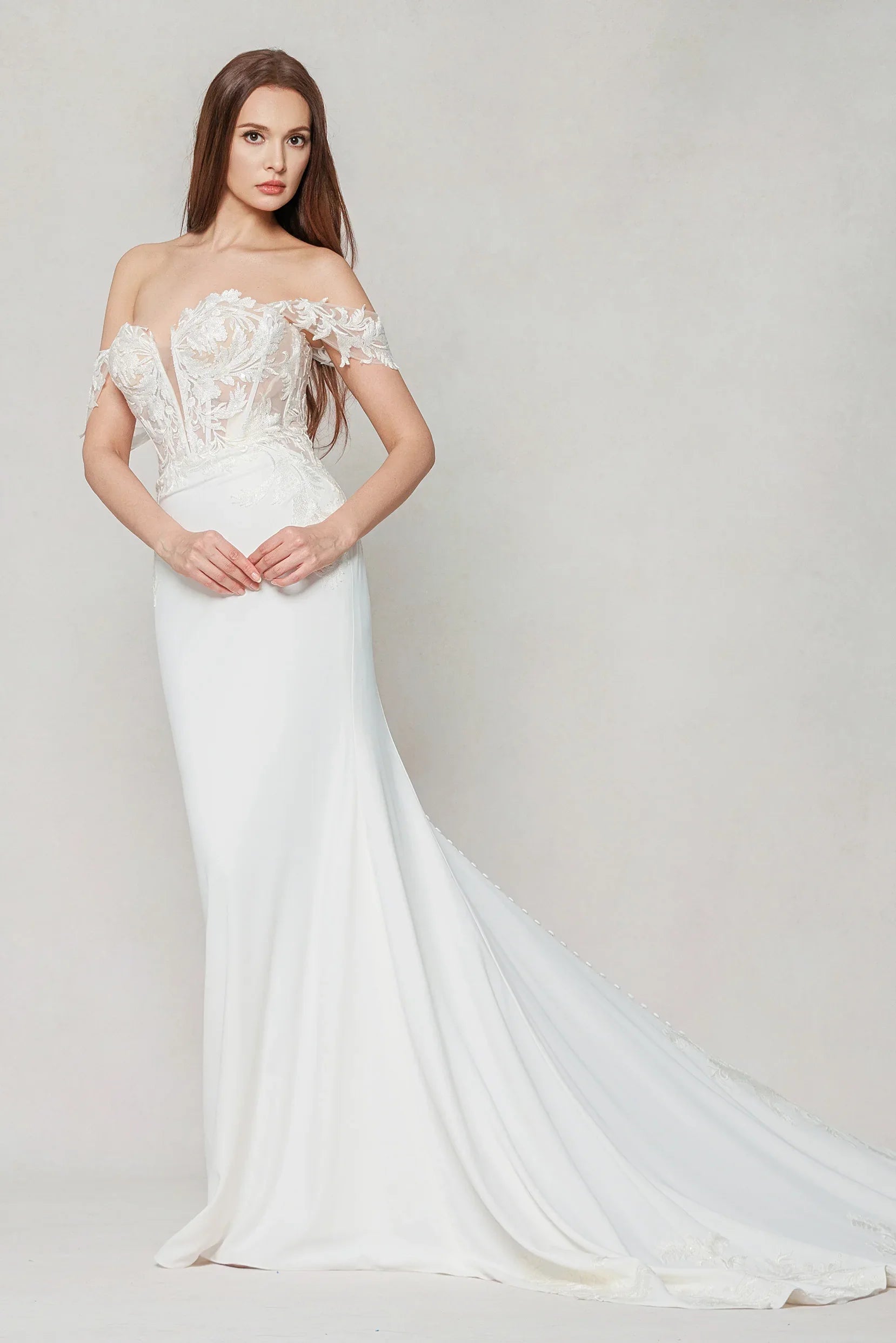 Trumpet-Mermaid Chapel Train Stretch Satin Wedding Dress CW3606 - COCOMELODY