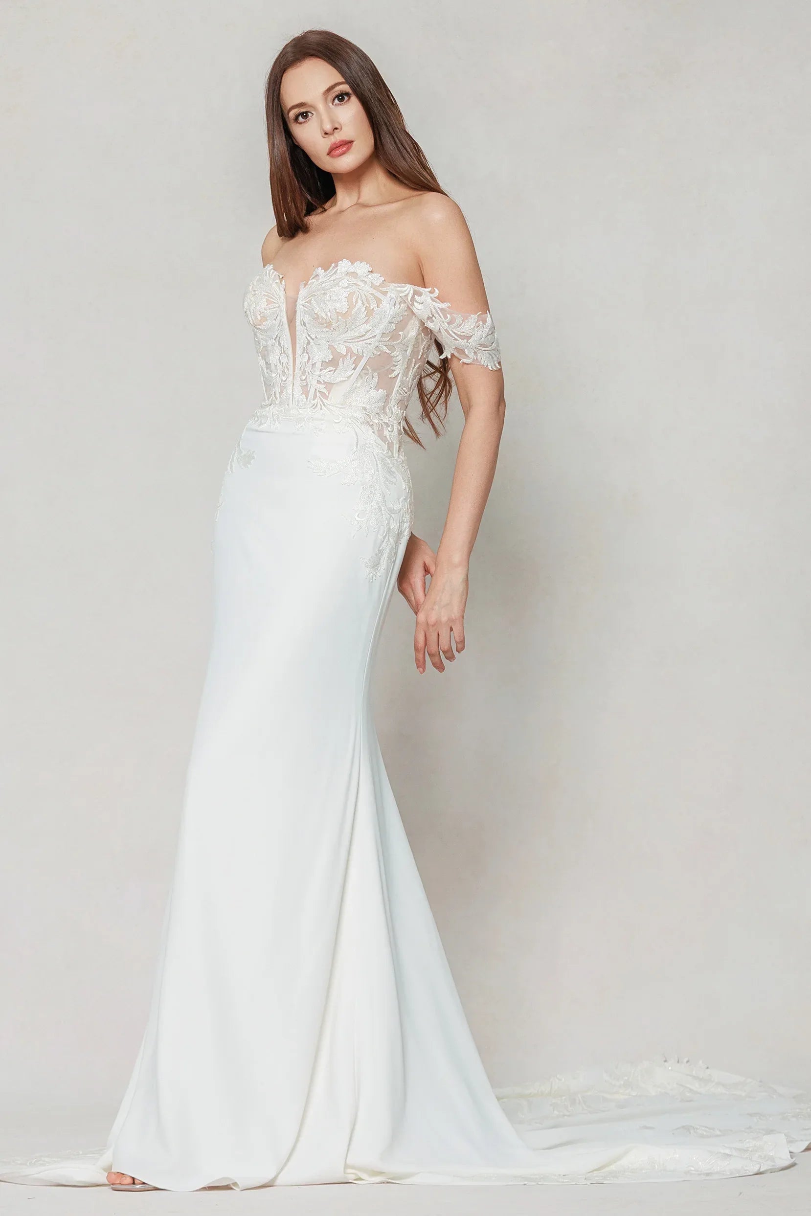 Trumpet-Mermaid Chapel Train Stretch Satin Wedding Dress CW3606 - COCOMELODY