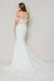 Trumpet-Mermaid Chapel Train Stretch Satin Wedding Dress CW3606 - COCOMELODY