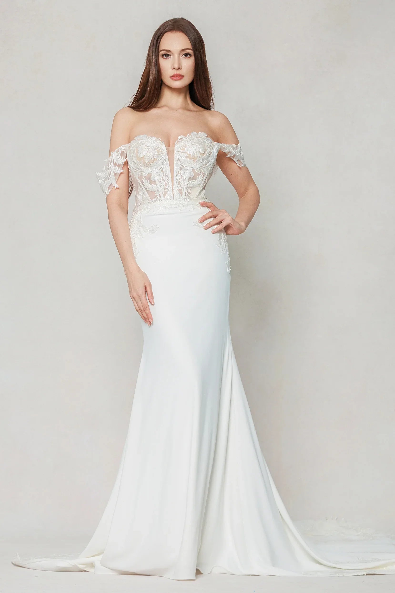 Trumpet-Mermaid Chapel Train Stretch Satin Wedding Dress CW3606 - COCOMELODY