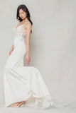 Trumpet-Mermaid Chapel Train Stretch Satin Wedding Dress CW3607 - COCOMELODY