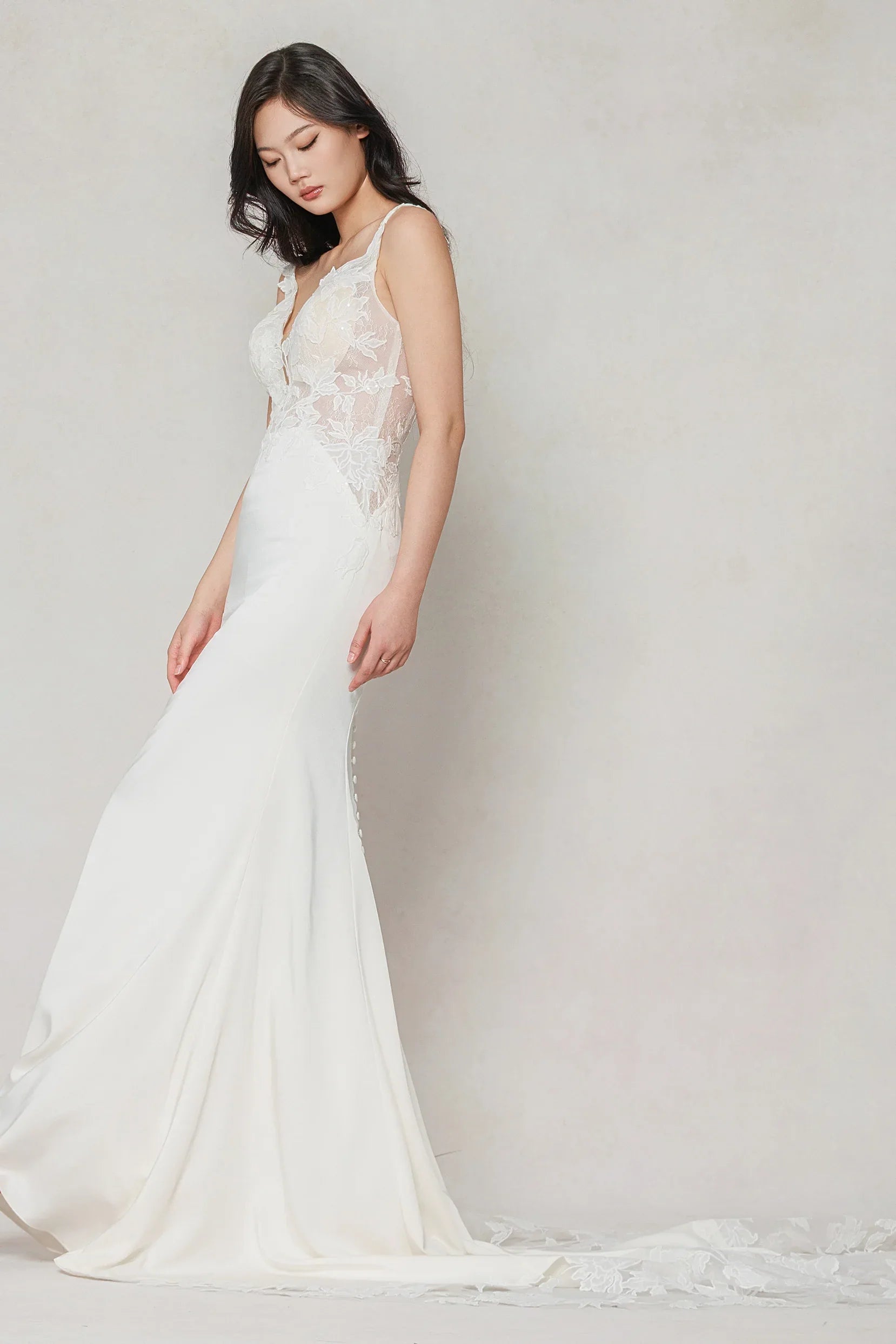 Trumpet-Mermaid Chapel Train Stretch Satin Wedding Dress CW3607 - COCOMELODY