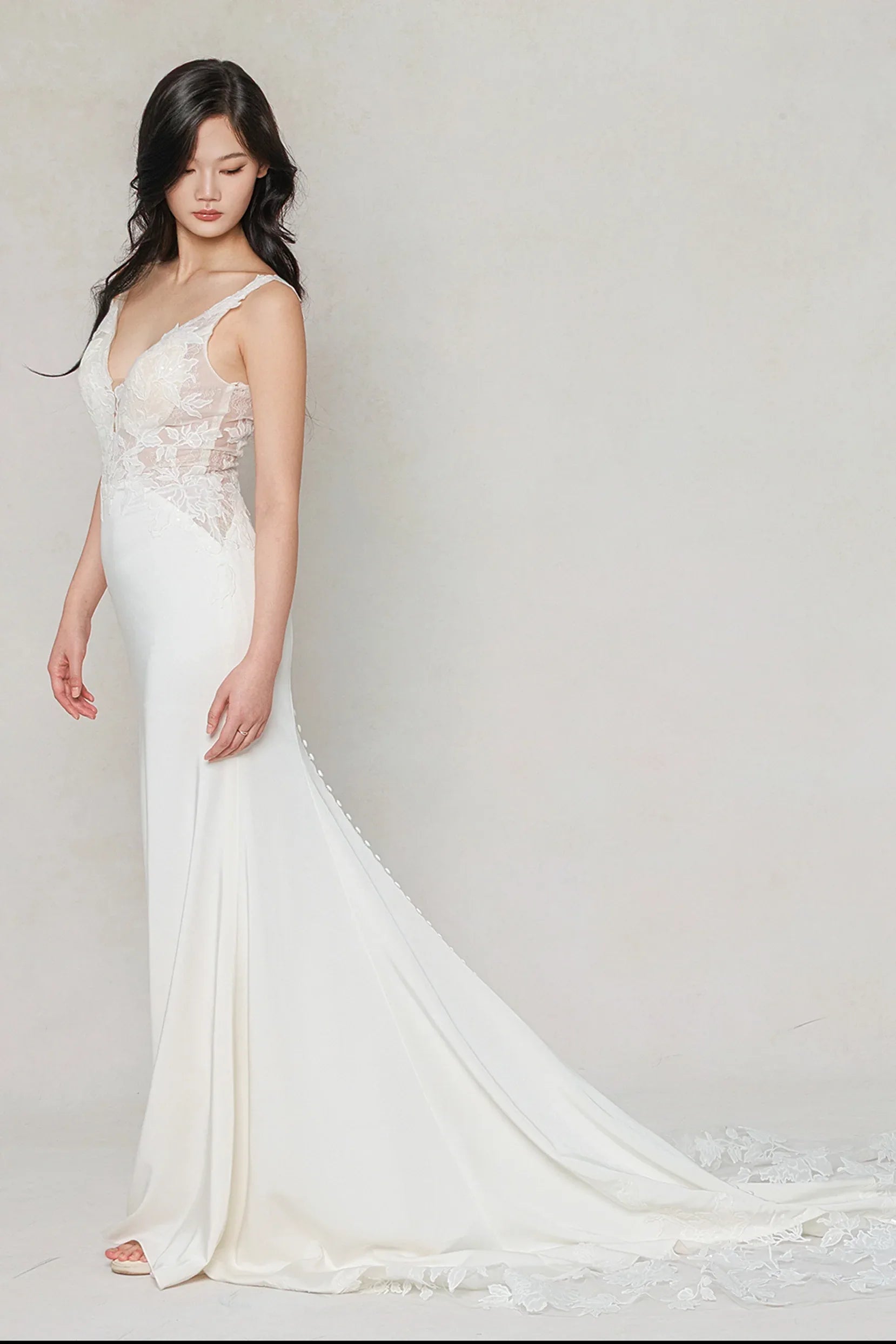 Trumpet-Mermaid Chapel Train Stretch Satin Wedding Dress CW3607 - COCOMELODY