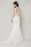 Trumpet-Mermaid Chapel Train Stretch Satin Wedding Dress CW3607 - COCOMELODY