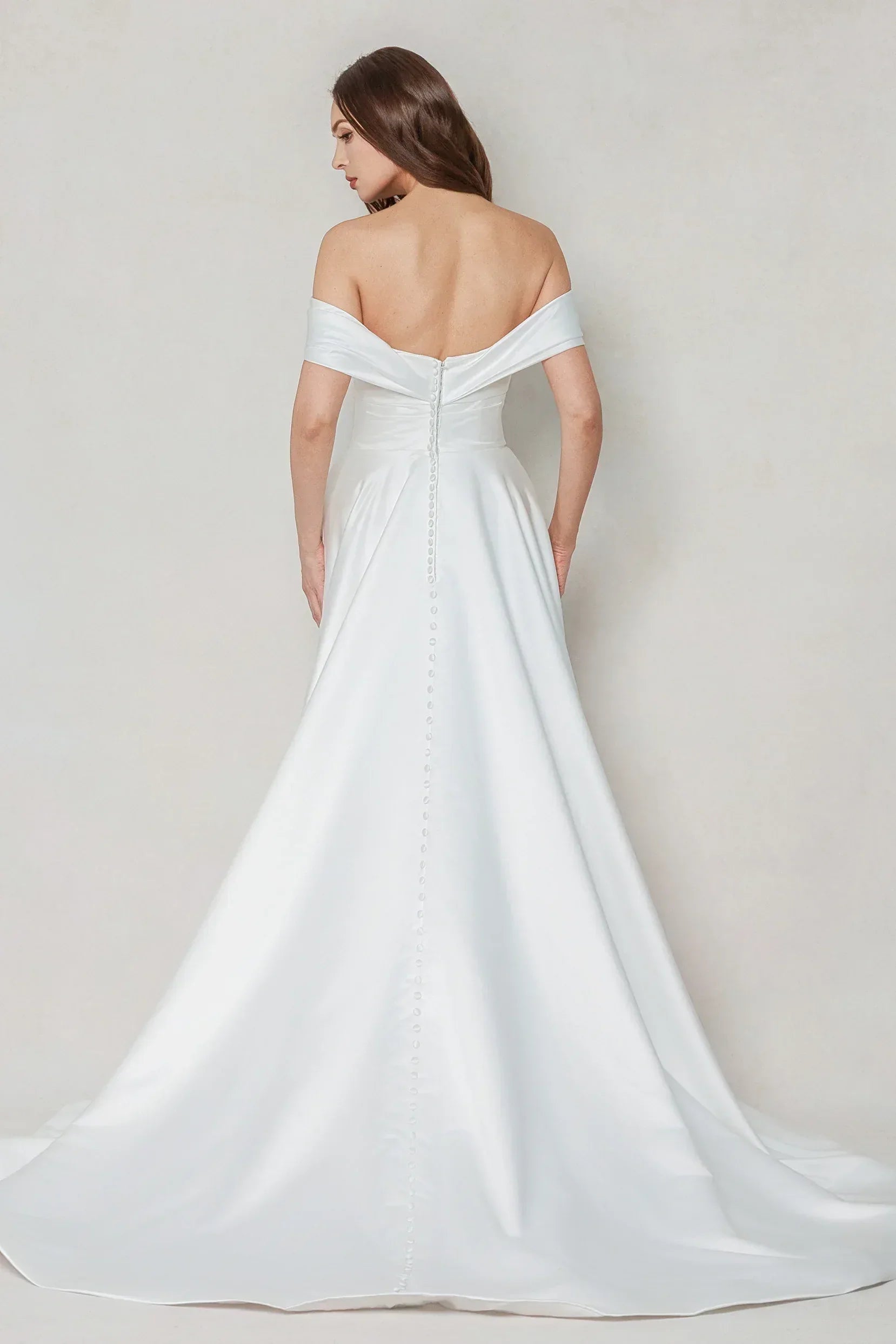 A-Line Court Train Satin Wedding Dress CW3609 - COCOMELODY