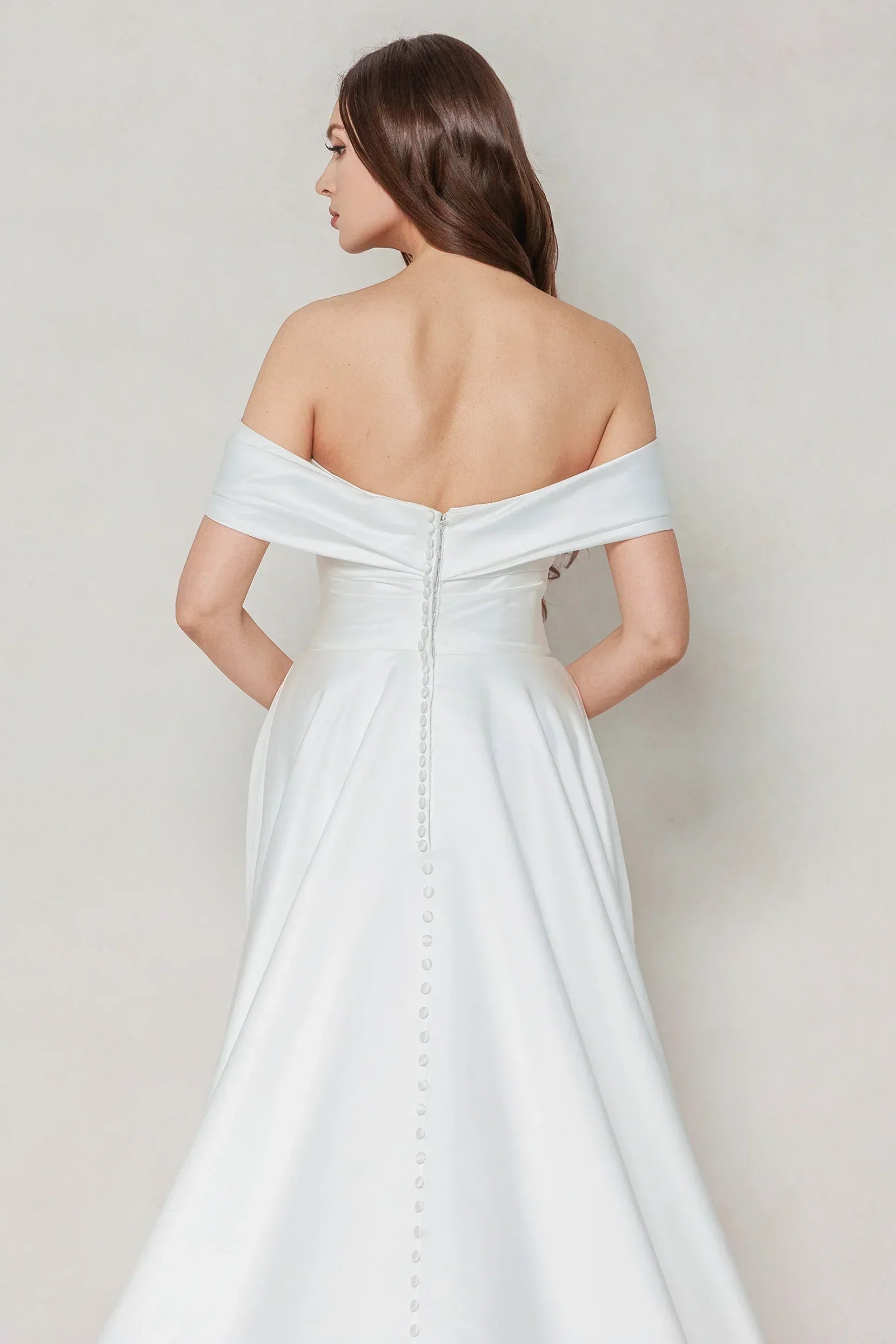 A-Line Court Train Satin Wedding Dress CW3609 - COCOMELODY