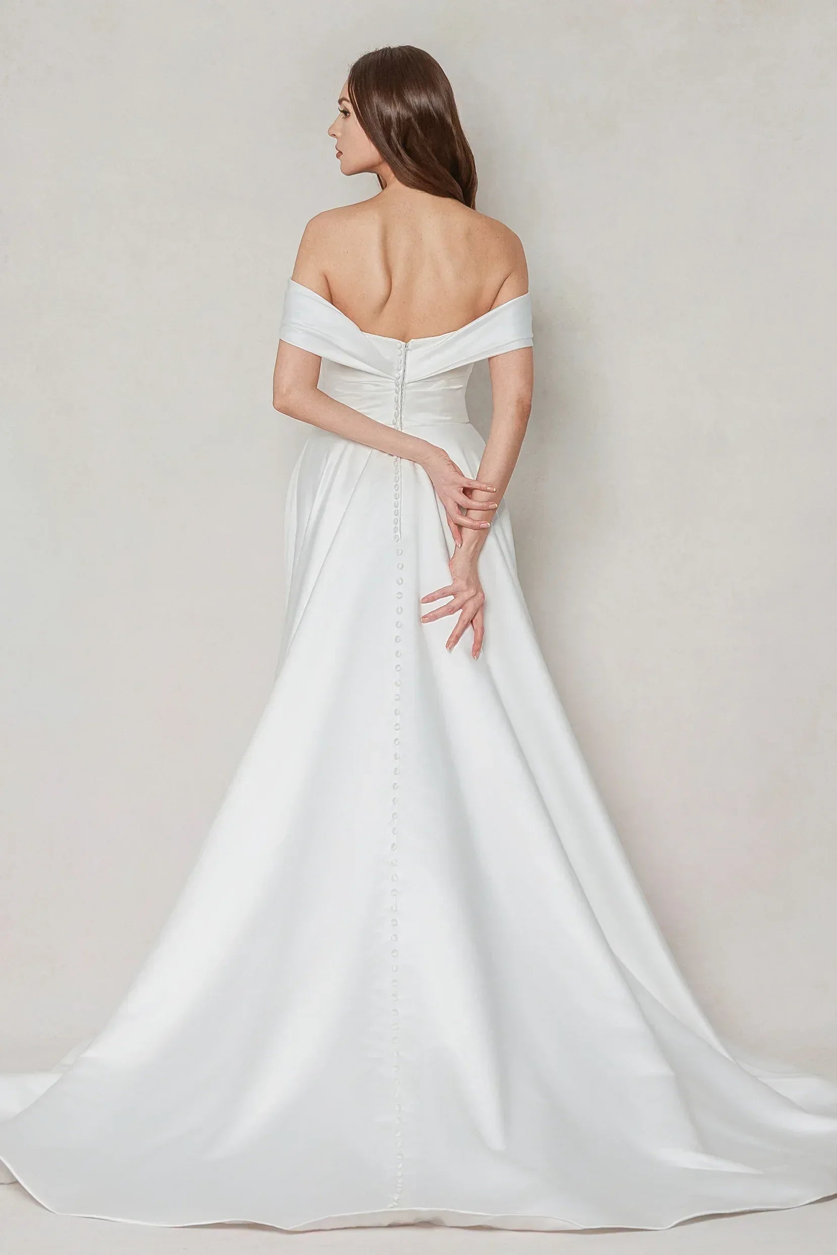 A-Line Court Train Satin Wedding Dress CW3609 - COCOMELODY