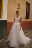 A-Line Court Train Tulle Wedding Dress CW3613