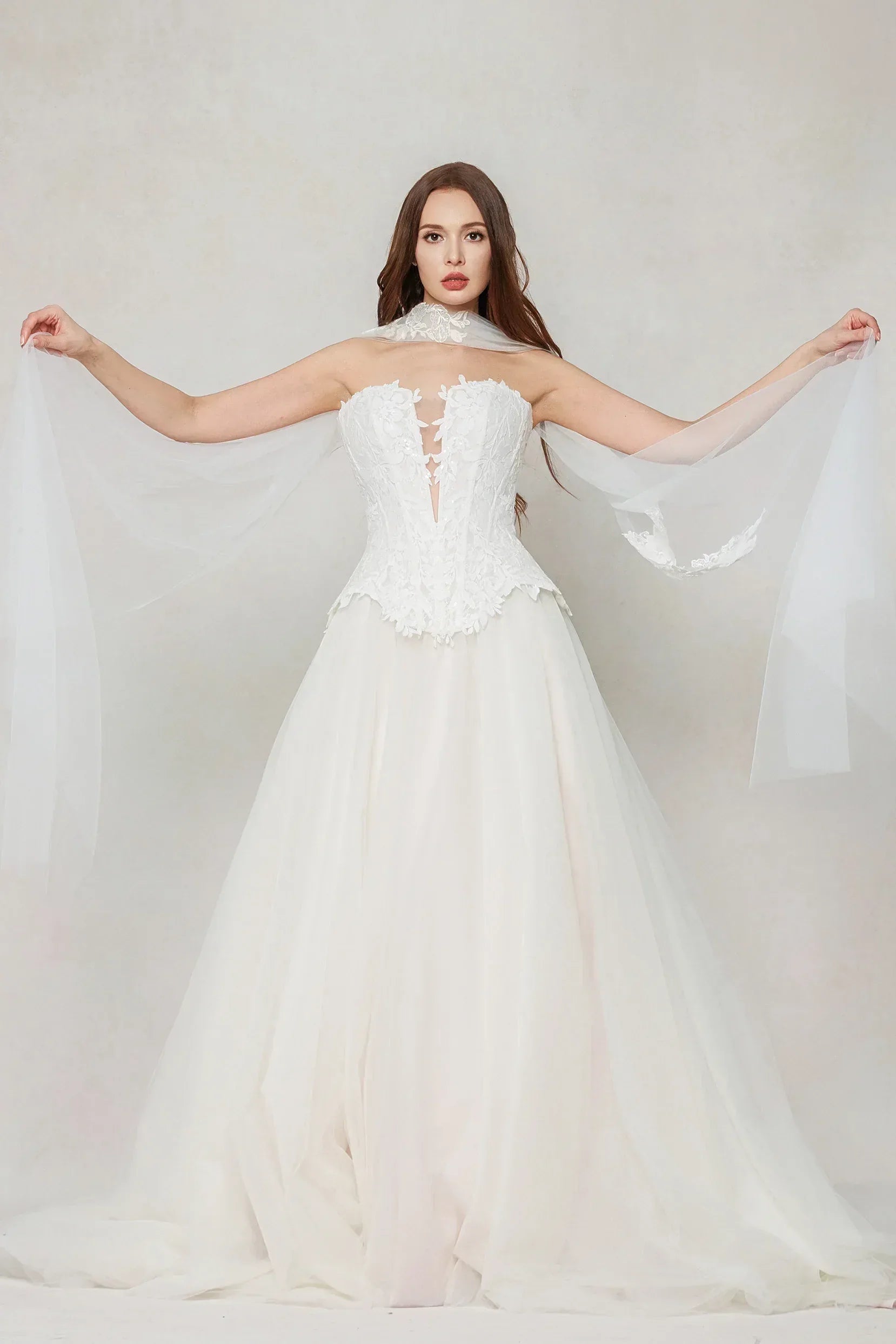 A-Line Court Train Tulle Wedding Dress CW3613 - COCOMELODY
