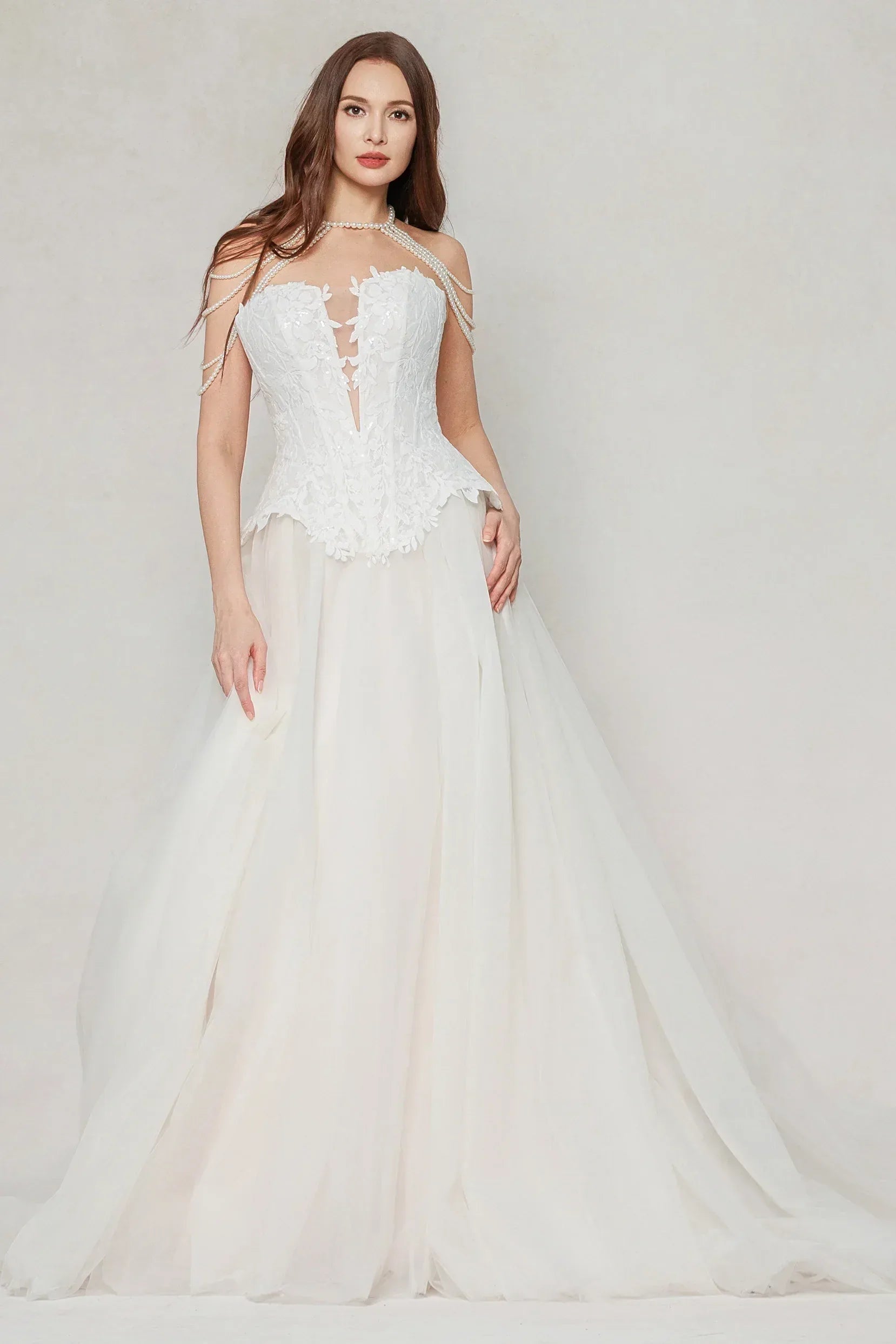 A-Line Court Train Tulle Wedding Dress CW3613 - COCOMELODY