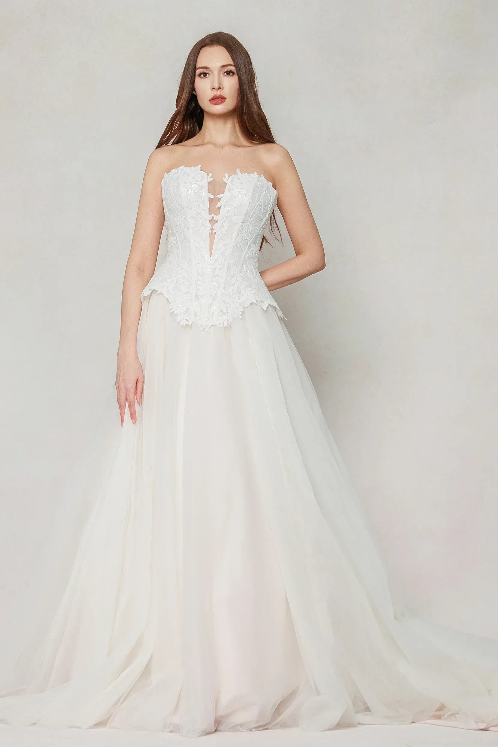 A-Line Court Train Tulle Wedding Dress CW3613 - COCOMELODY