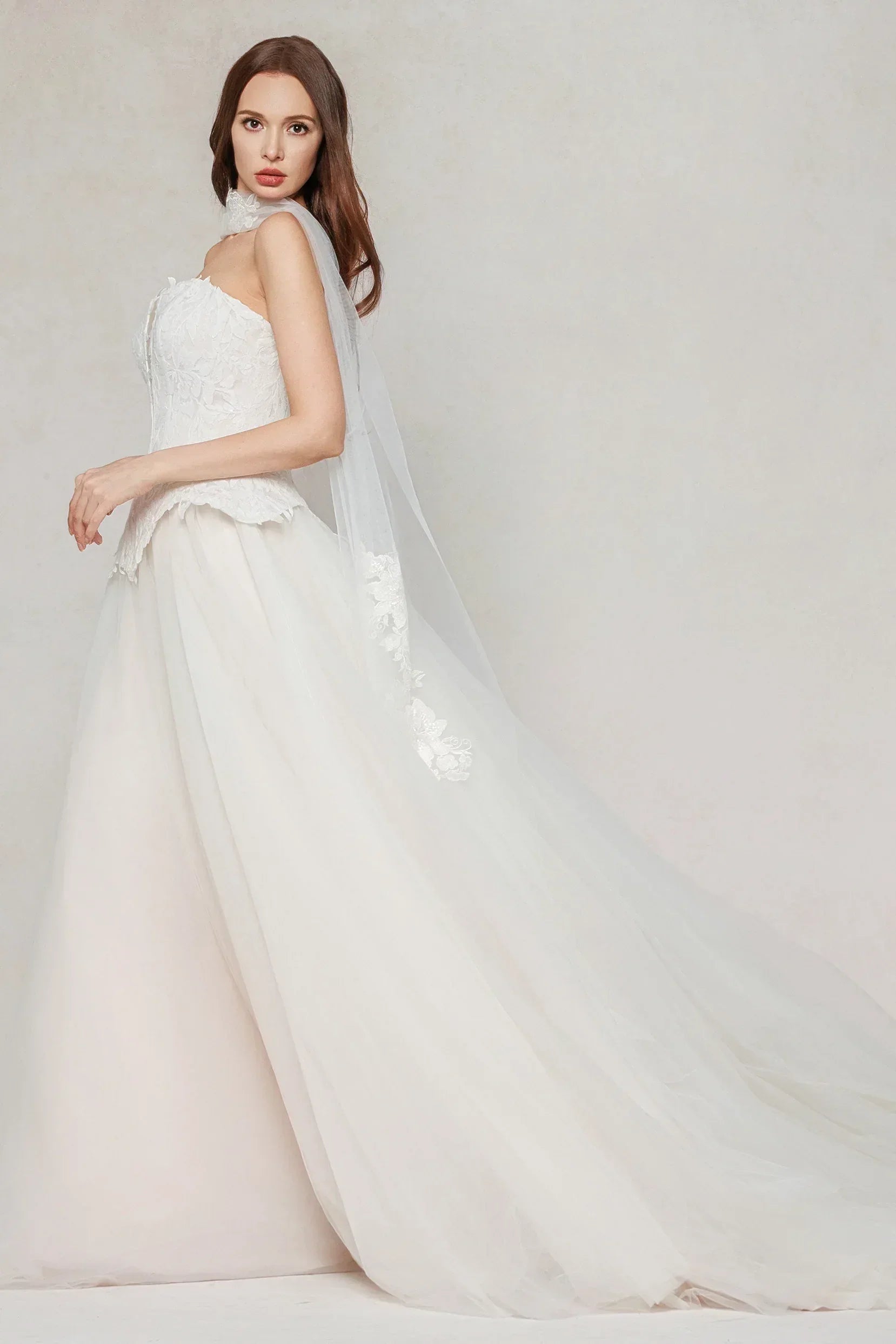 A-Line Court Train Tulle Wedding Dress CW3613 - COCOMELODY