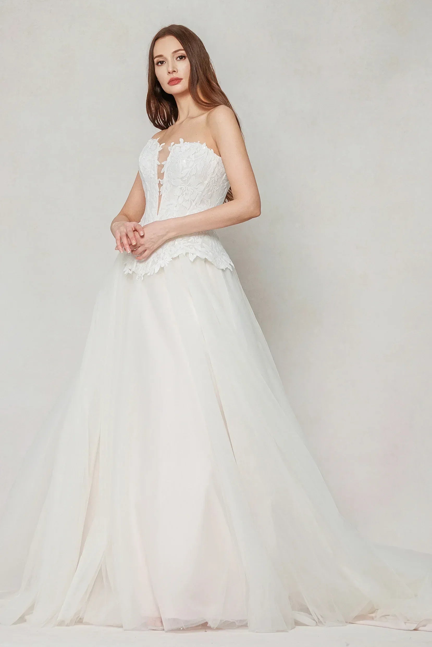 A-Line Court Train Tulle Wedding Dress CW3613 - COCOMELODY