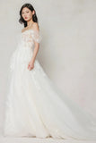 A-Line Court Train Tulle Wedding Dress CW3614 - COCOMELODY