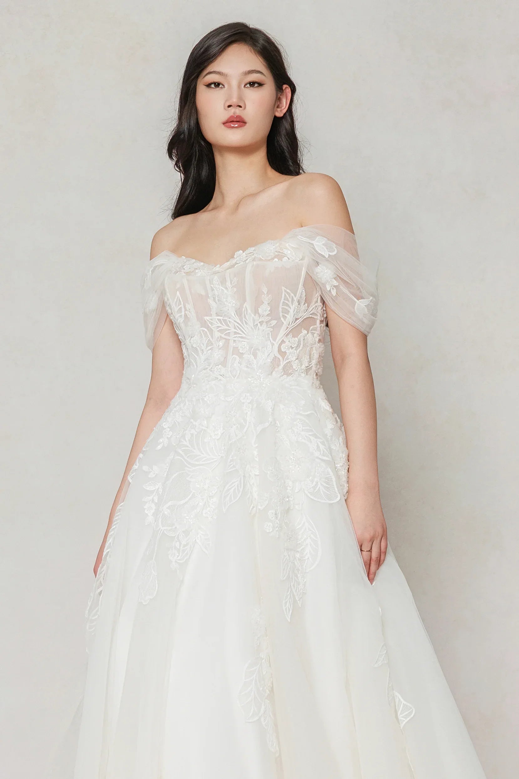 A-Line Court Train Tulle Wedding Dress CW3614 - COCOMELODY