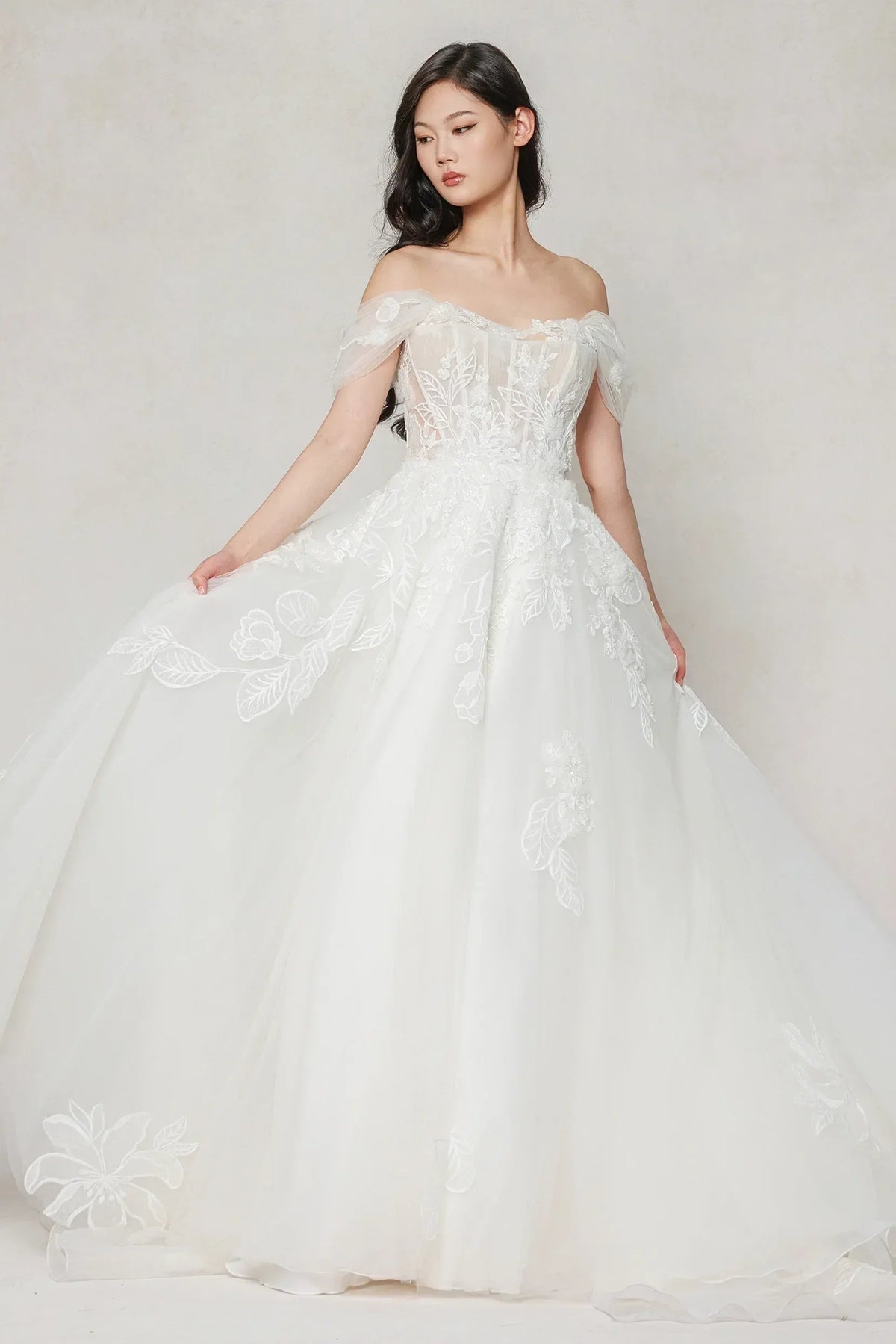 A-Line Court Train Tulle Wedding Dress CW3614 - COCOMELODY