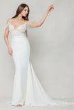 Trumpet-Mermaid Court Train Stretch Satin Wedding Dress CW3617 - COCOMELODY