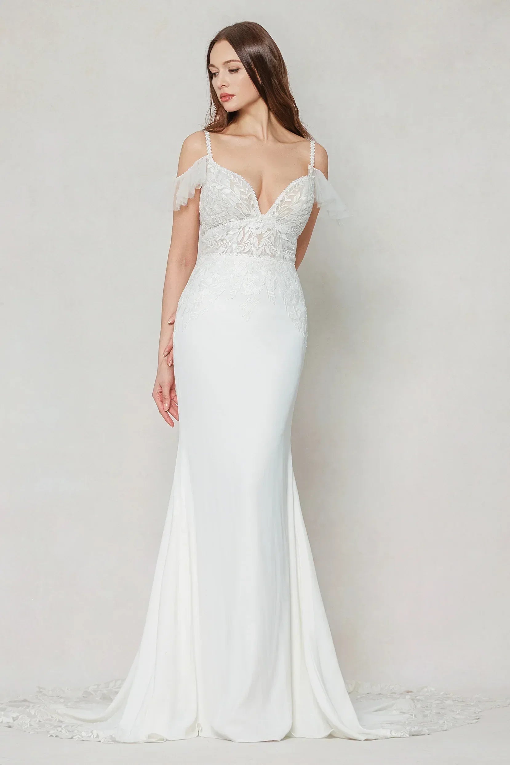 Trumpet-Mermaid Court Train Stretch Satin Wedding Dress CW3617 - COCOMELODY