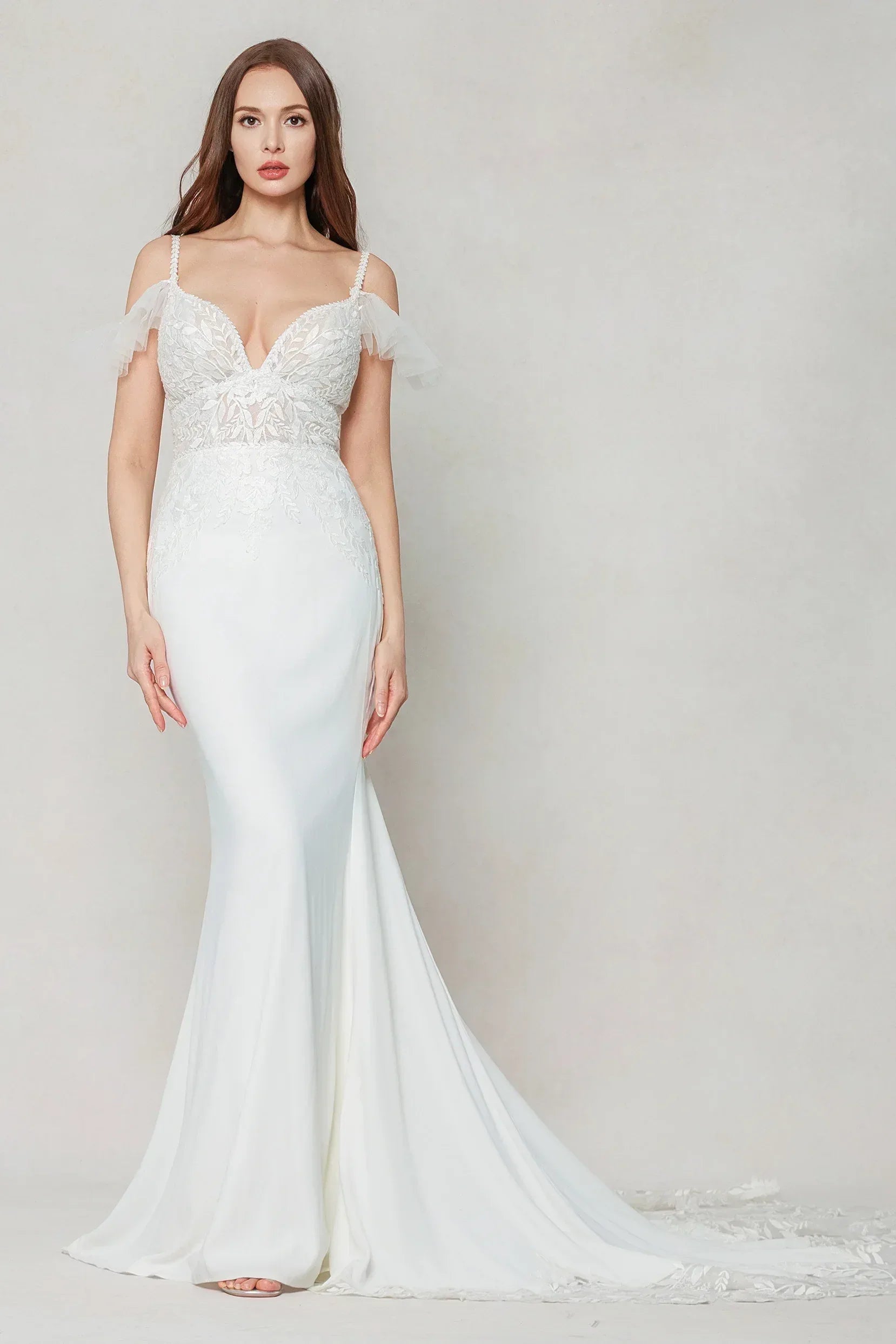 Trumpet-Mermaid Court Train Stretch Satin Wedding Dress CW3617 - COCOMELODY