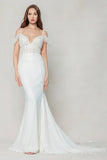 Trumpet-Mermaid Court Train Stretch Satin Wedding Dress CW3617 - COCOMELODY