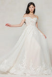 A-Line Sweep-Brush Train Tulle Wedding Dress CW3618 - COCOMELODY