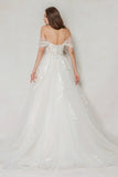 A-Line Court Train Tulle Wedding Dress CW3619 - COCOMELODY