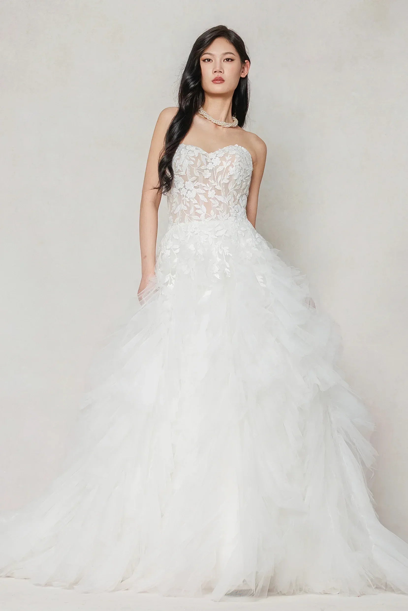 A-Line Court Train Tulle Wedding Dress CW3620 - COCOMELODY