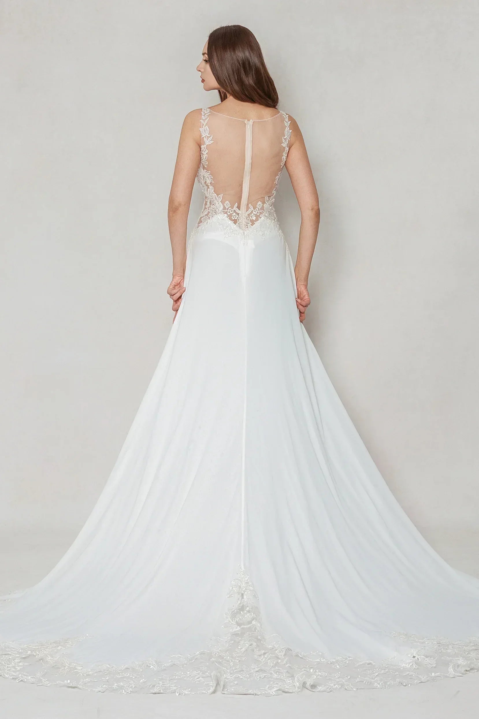 A-Line Court Train Chiffon Wedding Dress CW3625 - COCOMELODY