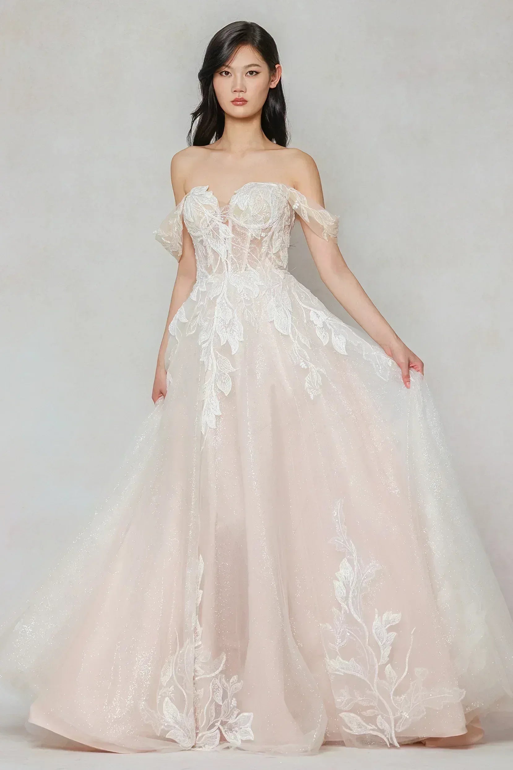 A-Line Court Train Tulle Wedding Dress CW3633 - COCOMELODY