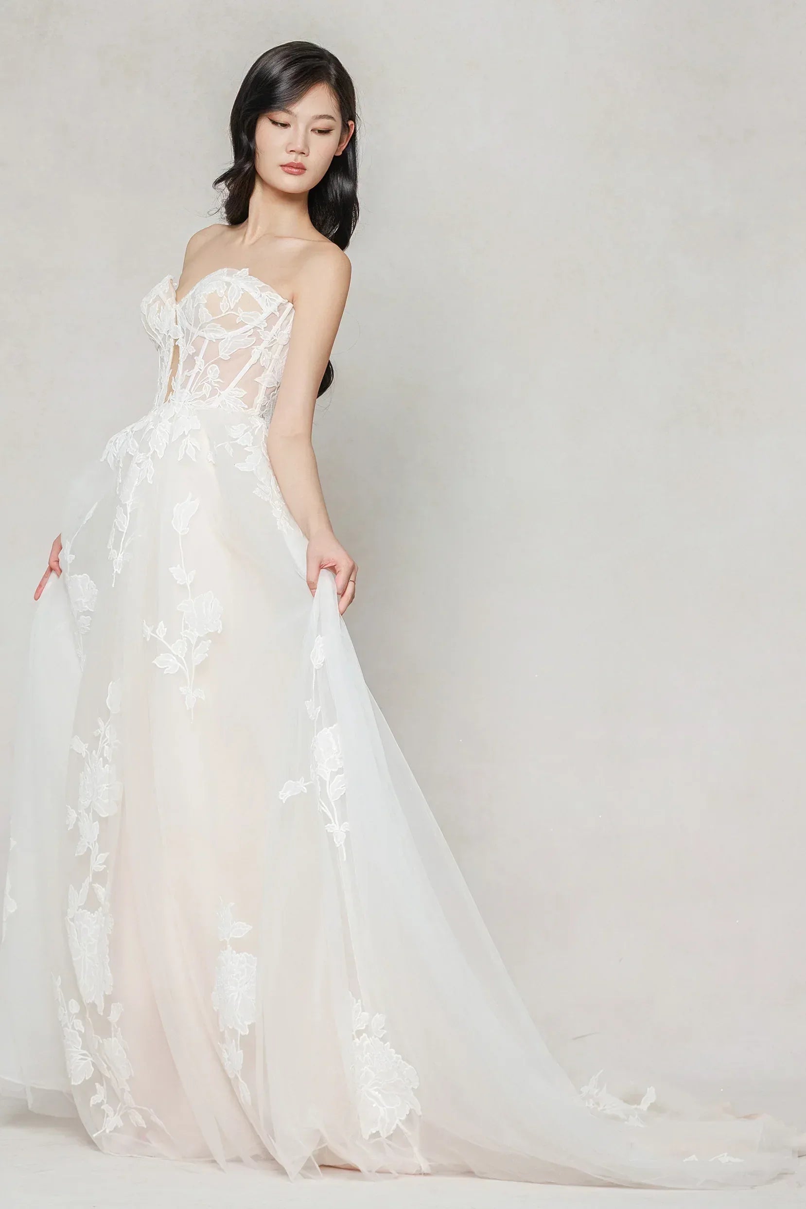 A-Line Court Train Tulle Wedding Dress CW3634 - COCOMELODY