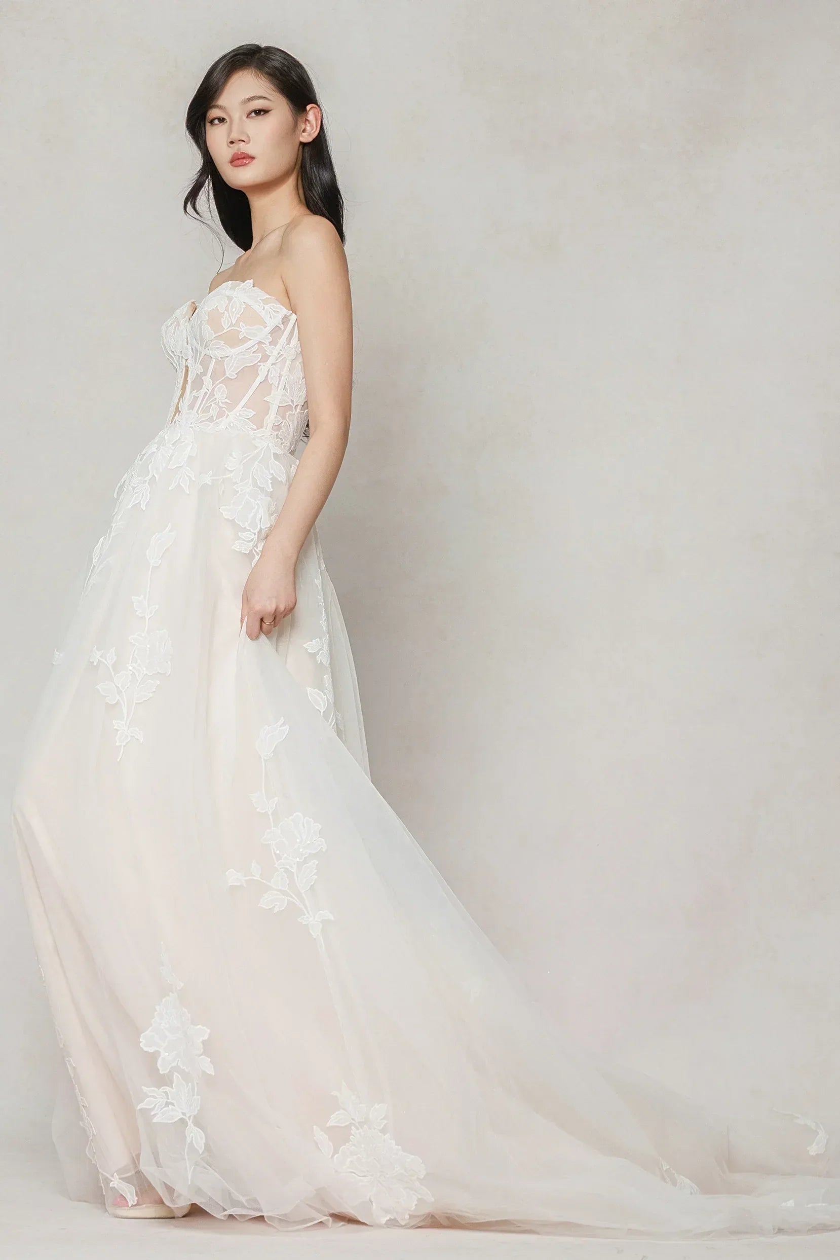 A-Line Court Train Tulle Wedding Dress CW3634 - COCOMELODY