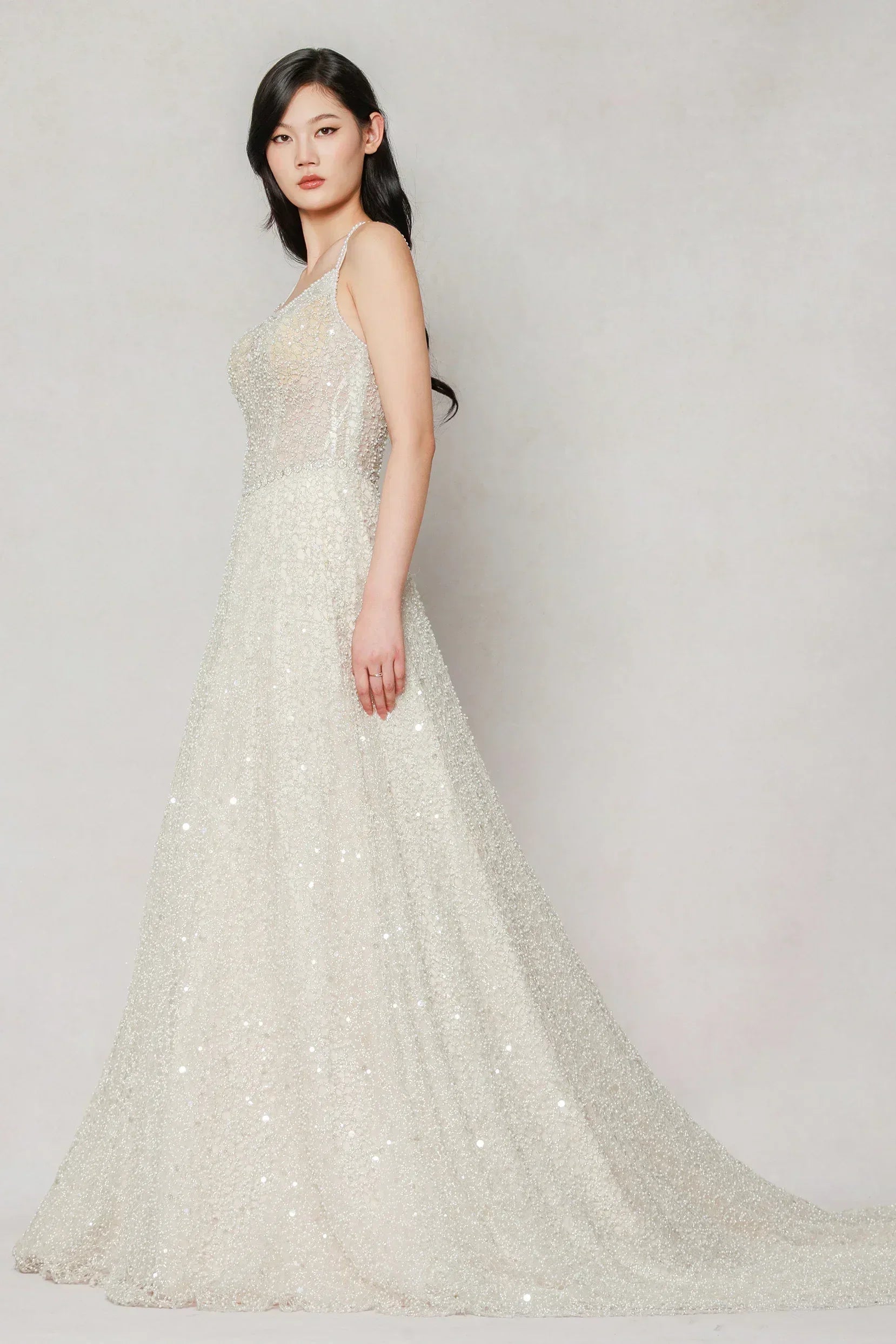 A-Line Court Train Lace Wedding Dress CW3635 - COCOMELODY