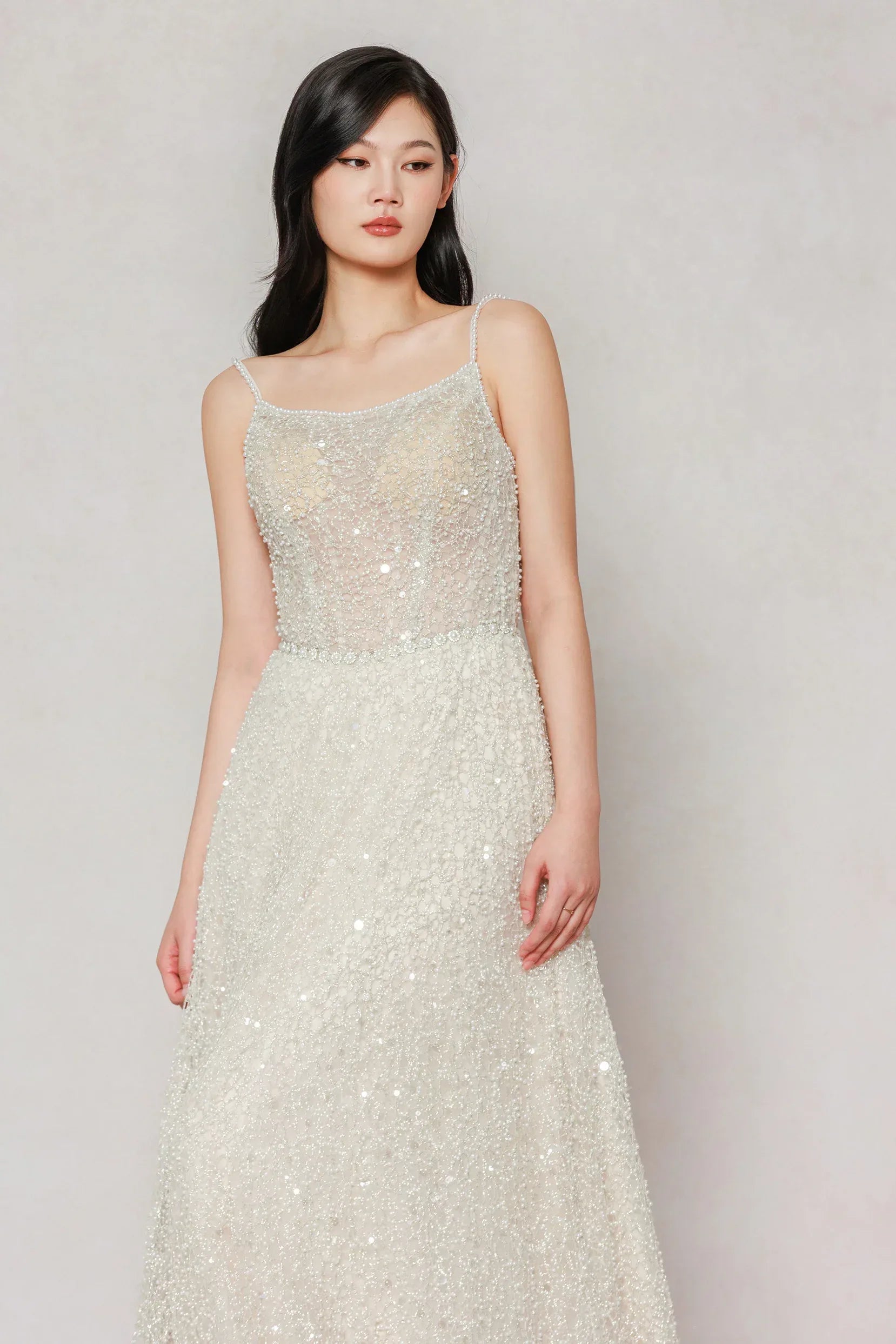 A-Line Court Train Lace Wedding Dress CW3635 - COCOMELODY