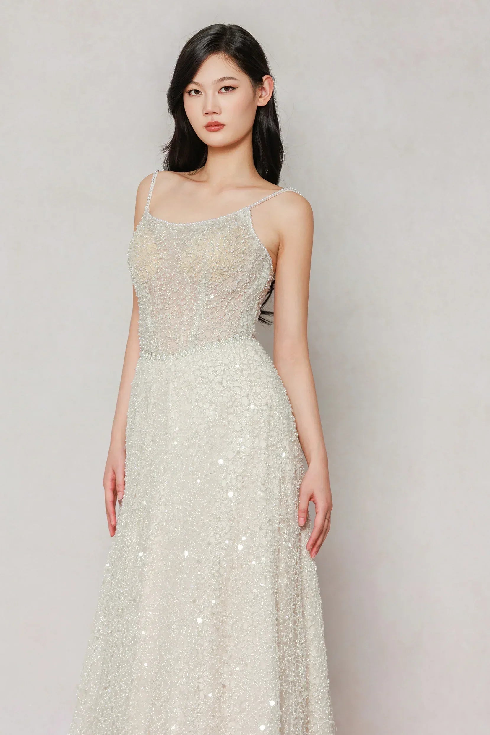 A-Line Court Train Lace Wedding Dress CW3635 - COCOMELODY
